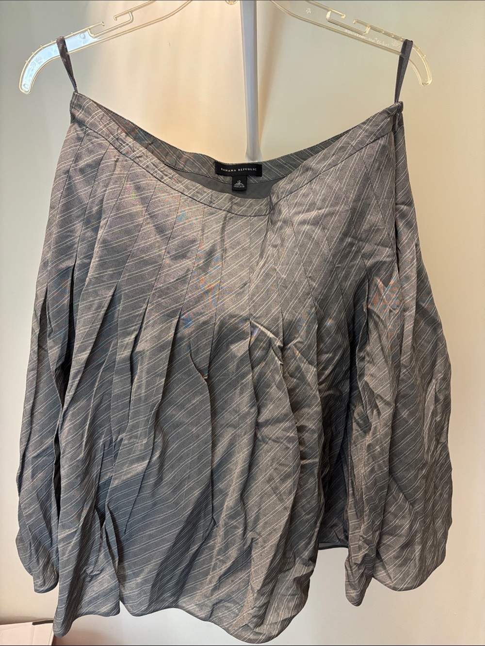 Banana Republic Light Gray Pinstripe Pleated Skirt